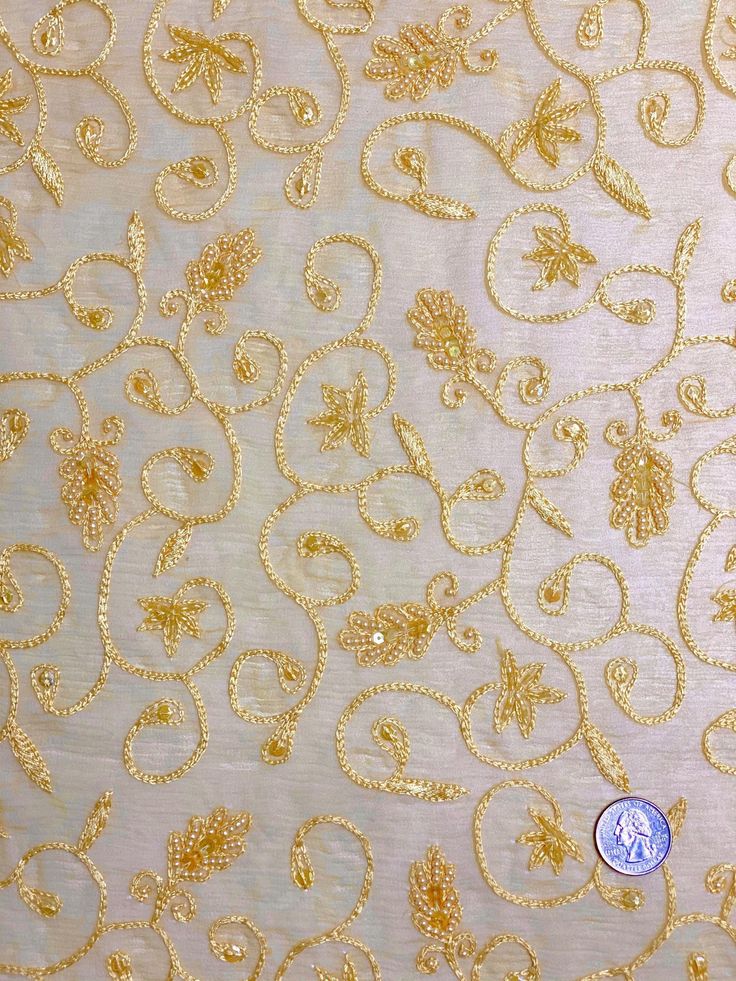 Embroidered Organza Fabric with Sequins