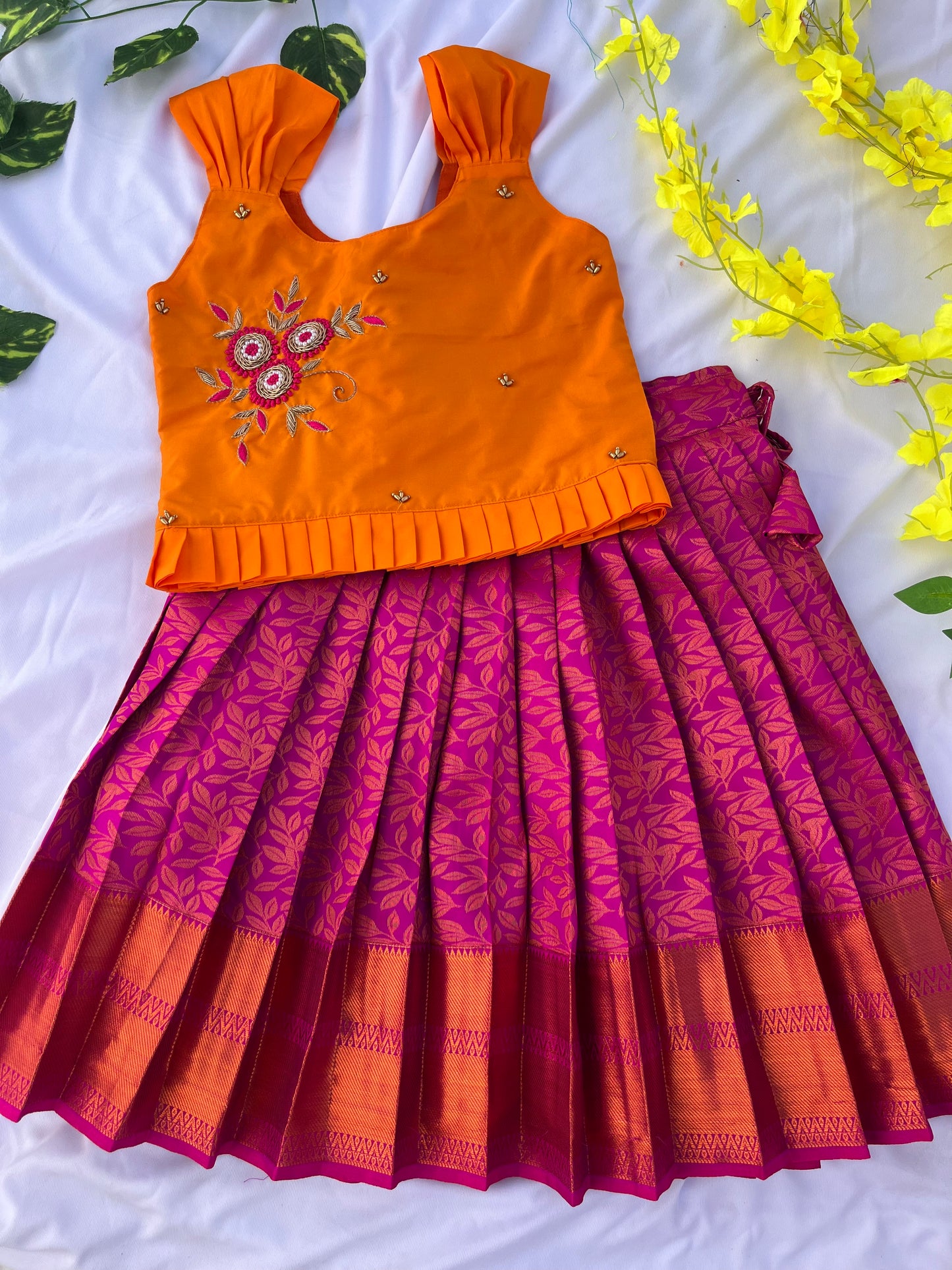 Girls' Brocade Silk Lehenga Set