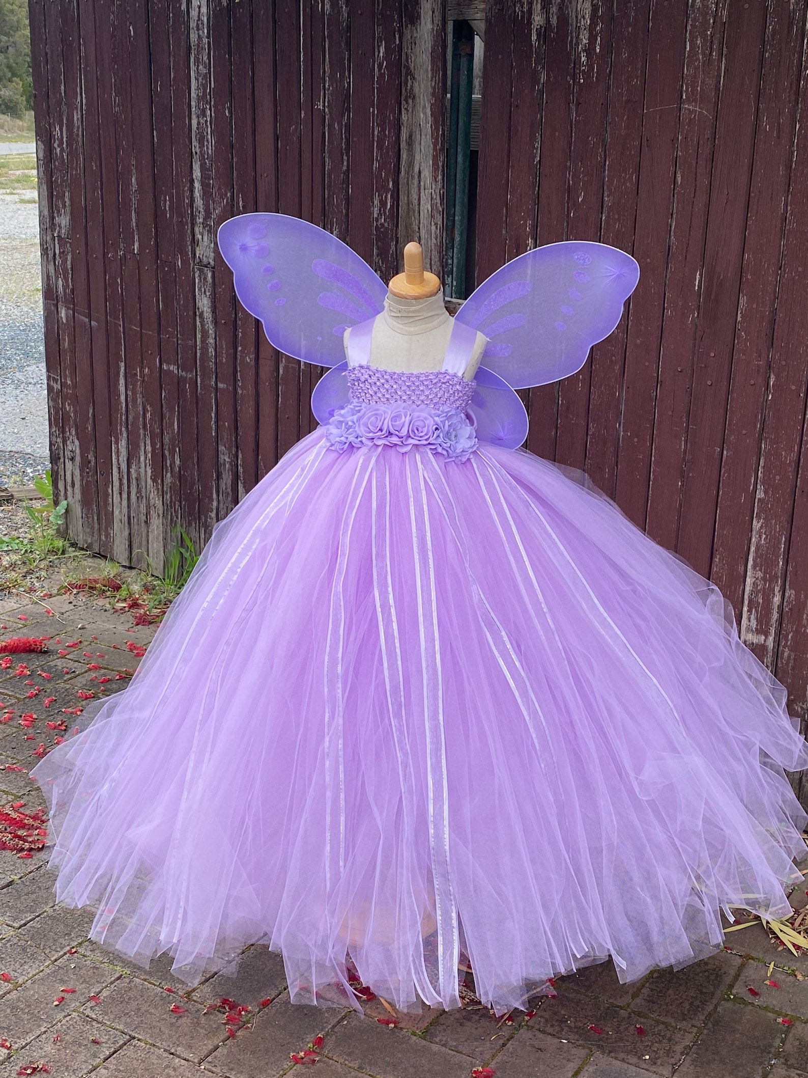 Girls' Fairy Princess Tulle Dress with Wings