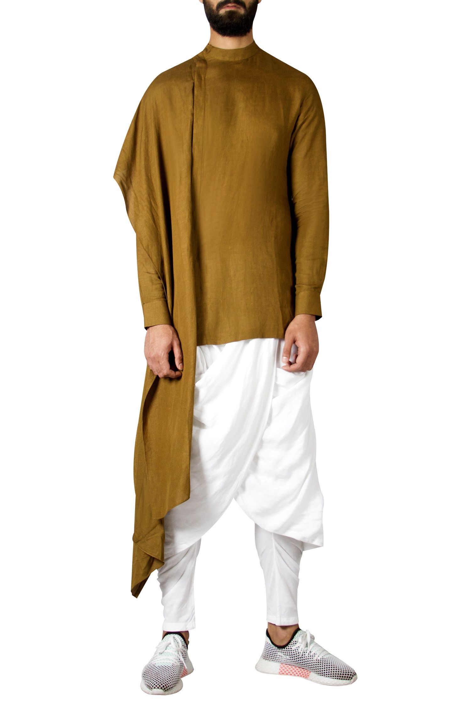 Men's Linen Draped Cowl Kurta