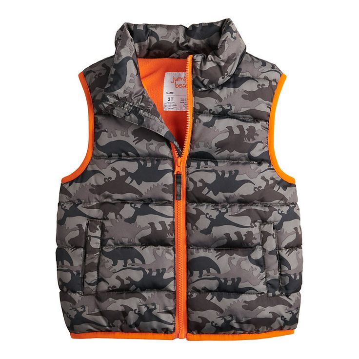 Toddler Boys' Dinosaur Print Puffer Vest