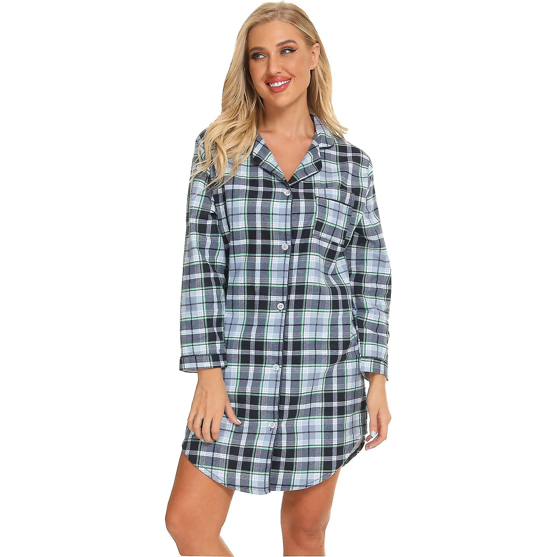 Women's Flannel Button-Down Sleep Shirt