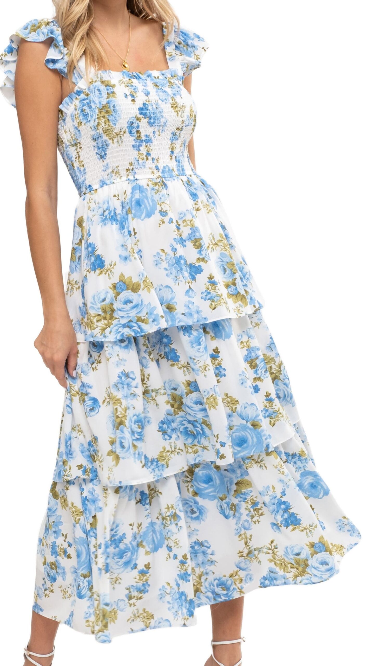 Women's Floral Tiered Midi Dress
