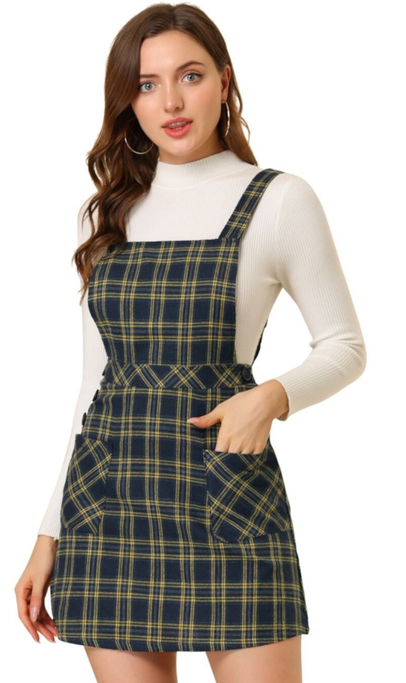 Women's Plaid Pinafore Dress