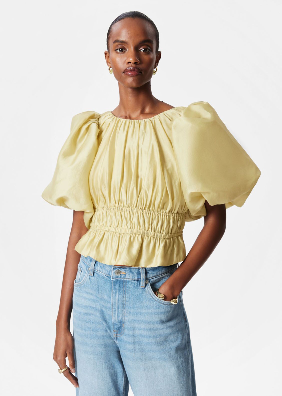Women's Puff Sleeve Poplin Blouse
