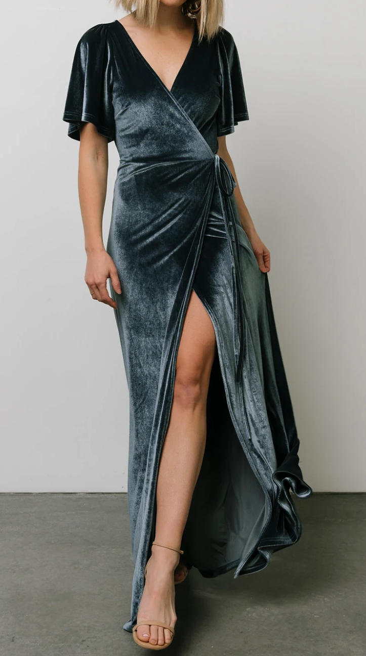 Women's Velvet Wrap Maxi Dress