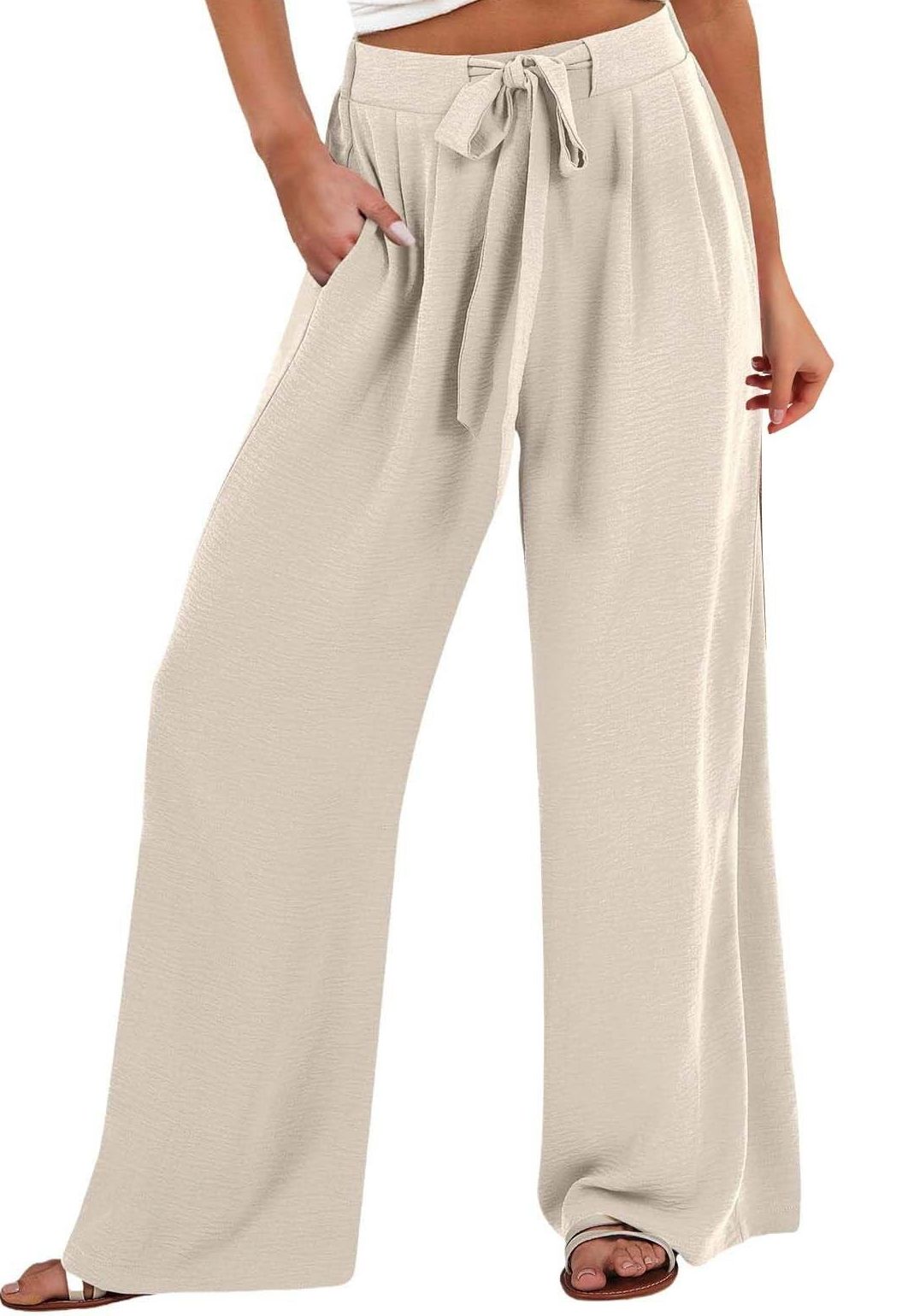 Women's Wide-Leg Linen Flowy Trousers