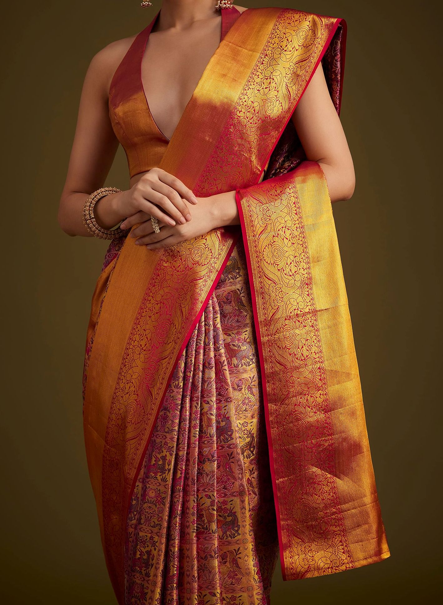 Women's Zari Border Kanjivaram Silk Saree